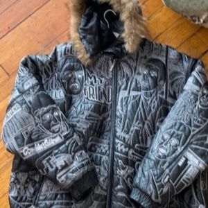 Vintage Scarface hptoniq mens jacket with fur on hood